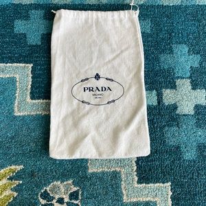 Prada small white cotton dust bag